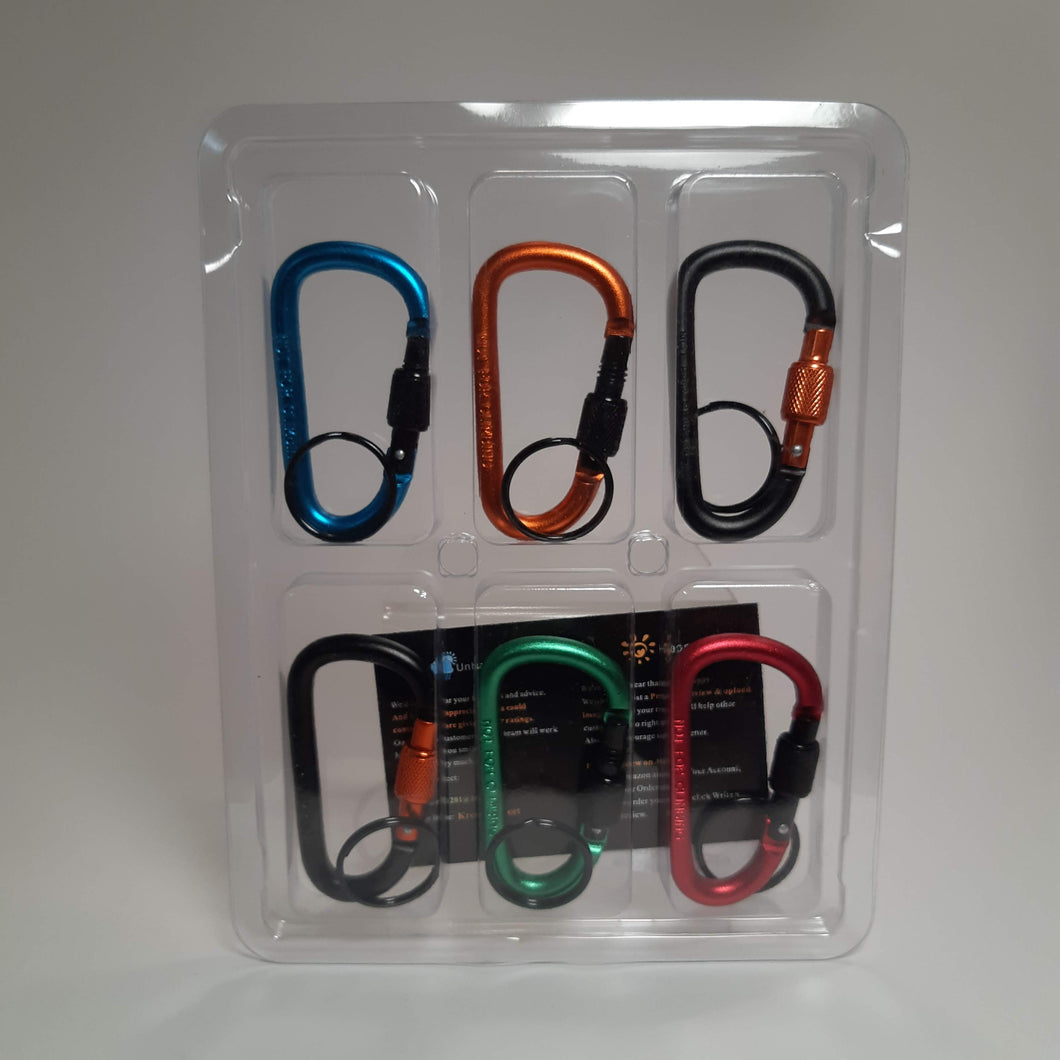 Caribiner - 6pc Set - D-ring Locking - 3.1