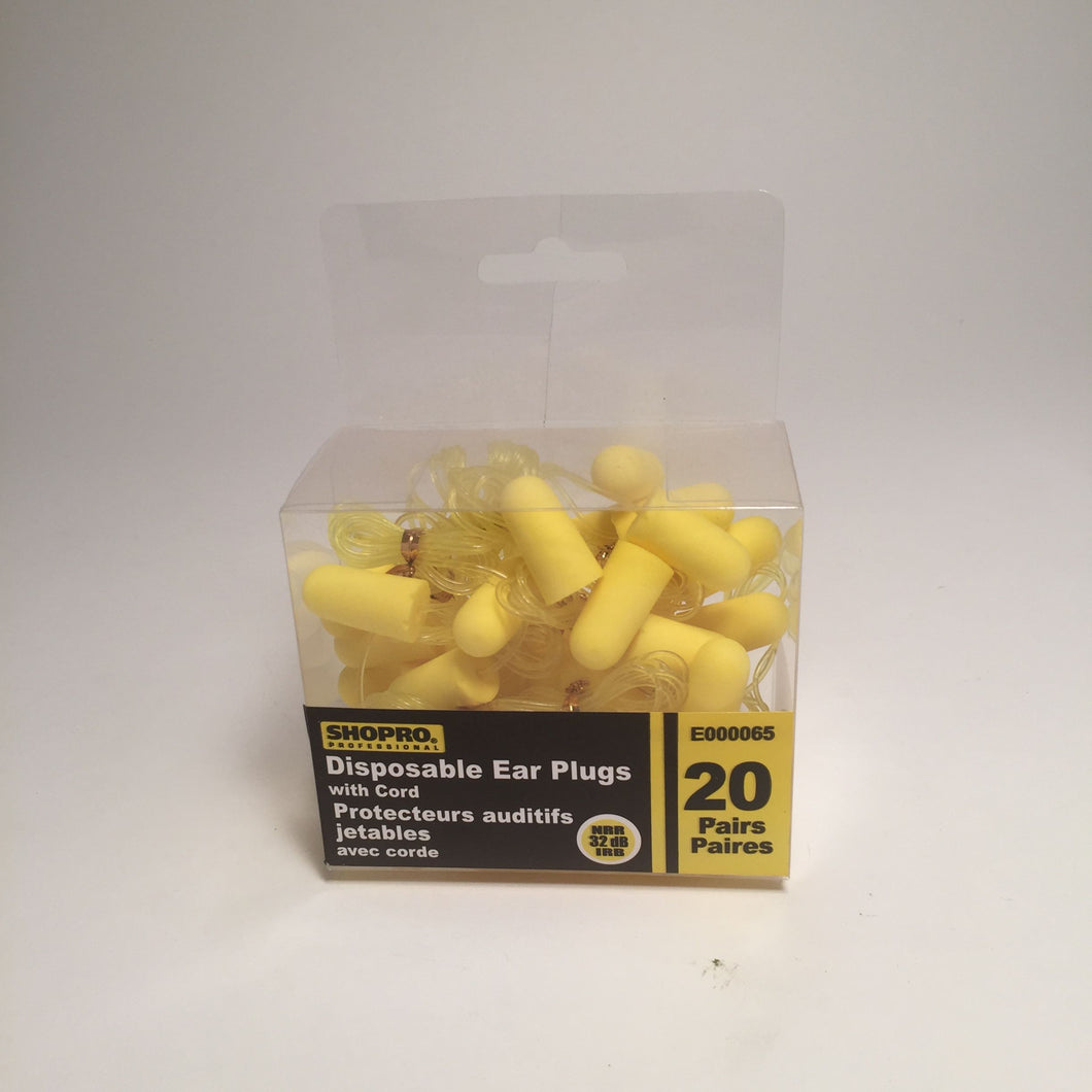 Earplugs - foam w/cord - 20pr