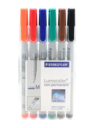 Marker - Lumocolor - Non-Permanent - 0.4 mm - 6 Pack assorted